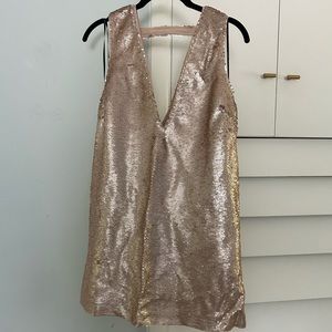 Forever 21 Champagne Sequin Shift Dress NWT Size S